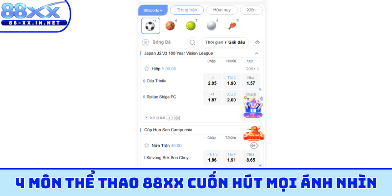 4 môn thể thao 88XX cuốn hút mọi ánh nhìn